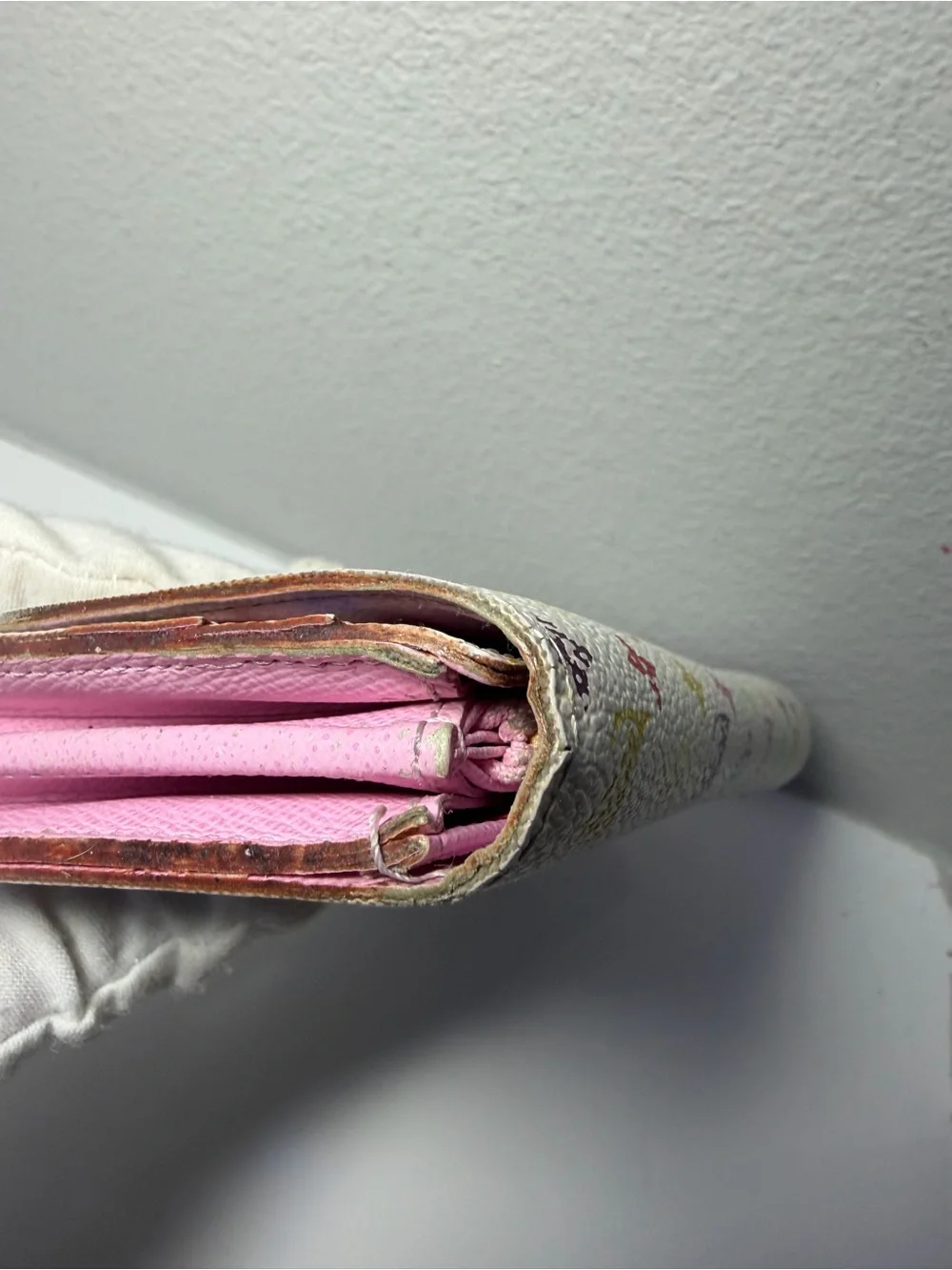 Louis Vuitton Murakami White Multicolor Monogram Canvas Long Wallet w Pink int.